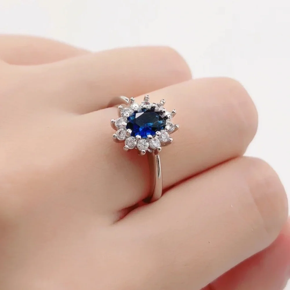New Royal Luxury 925 Silver Sapphire Ring - Picture 3 of 10